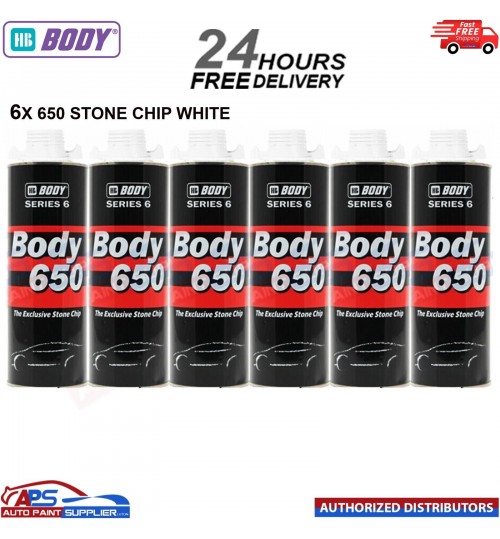 6x HB BODY 650 STON CHIP WHITE 1KG SCREW TOP CAN SERIES 6 - FAST DELIVERY